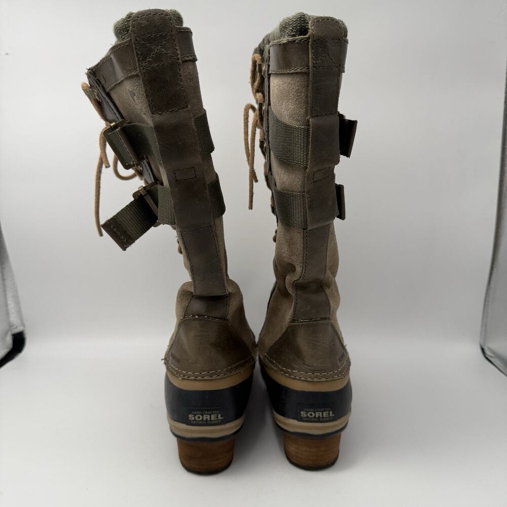 Sorel Boots Conquest Carly 2 Womens Size 8 Green Waterproof Lace Up Winter Suede - Picture 3 of 9